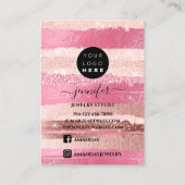 ロゴ手作りジュエリーカードピンクローズストライプズ 名刺 (裏面)