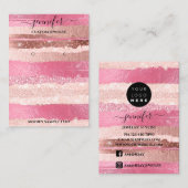 ロゴ手作りジュエリーカードピンクローズストライプズ 名刺 (正面/裏面)