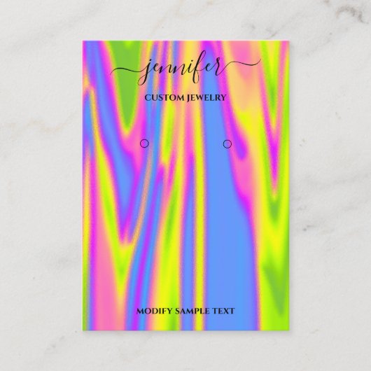 ロゴ手作りジュエリーカードホログラフィーモダン 名刺 (正面)