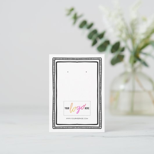 ロゴ手描きフレームイヤリングディスプレイ08 名刺 (スタンド正面)