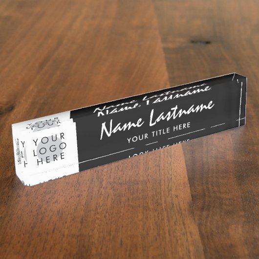 ロゴ手書きタイモダントル黒 デスクネームプレート (側面)