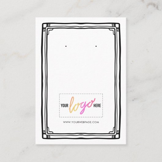 ロゴ手書きフレームイヤリング表示カード06の追加 名刺 (正面)