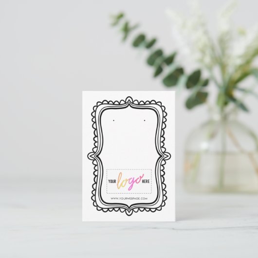 ロゴ手書きフレームイヤリング表示カード07の追加 名刺 (スタンド正面)