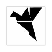 ロゴ折り紙の鳥飛んでいるの青 セルフインキングスタンプ (デザイン)