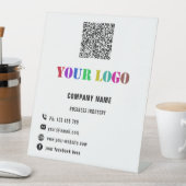 ロゴ文字とQRコードペデスタル署名テンプレート 台座サイン (インサイチュ)