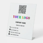 ロゴ文字とQRコードペデスタル署名テンプレート 台座サイン (正面)