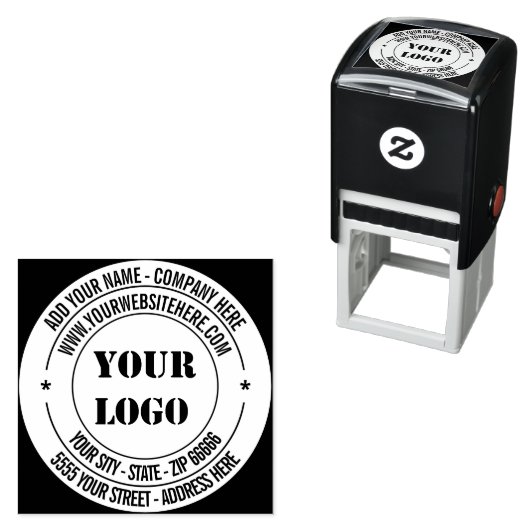 ロゴ文字アドレスカラーラウンドスタンプテンプレート セルフインキングスタンプ (インサイチュ)