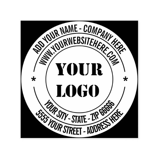 ロゴ文字アドレスカラーラウンドスタンプテンプレート セルフインキングスタンプ (デザイン)