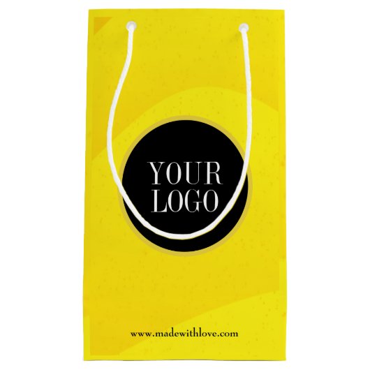 ロゴ文字パーソナライズされたイエロー紙抱き枕 スモールペーパーバッグ (正面)