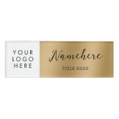 ロゴ書道エレガントフェイク金ゴールドマグネットタイトル 名札 (正面)