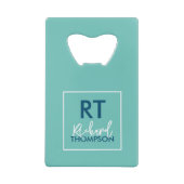 ロゴ正方形モノグラムライトブルー クレジットカード栓抜き (裏面)