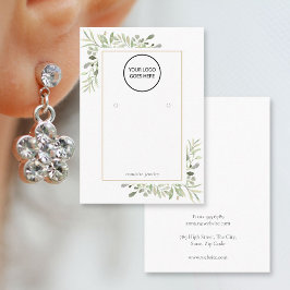 ロゴ水彩緑のイヤリングディスプレイカード 名刺