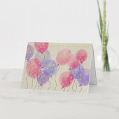 ロゴ水彩風船事業ハッピーバースデー 箔グリーティングカード (正面)