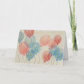 ロゴ水彩風船事業ハッピーバースデー 箔グリーティングカード (正面)