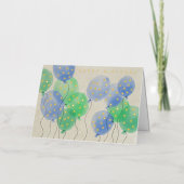 ロゴ水彩風船事業ハッピーバースデー 箔グリーティングカード (正面)