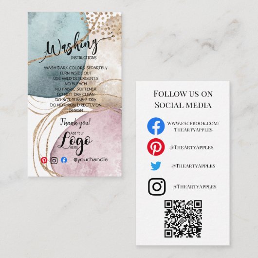 ロゴ洗浄指示カード気にの金ゴールドの追加 名刺 (正面/裏面)