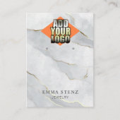 ロゴ灰色の金ゴールドライン大理石イヤリングホルダー 名刺 (正面)