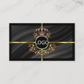 ロゴ王室の付き高級ブラック金ゴールドクラウンQRコード 名刺 (正面)