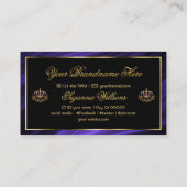 ロゴ王室の豪華な豪華な豪華な青い金ゴールドクラウン 名刺 (裏面)