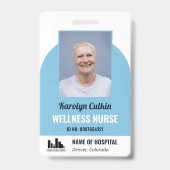 ロゴ病院IDのライトブルー バッジ (正面)