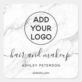 ロゴ白シンプル大理石タイポグラフィヘアメイクアップ スクエアシール