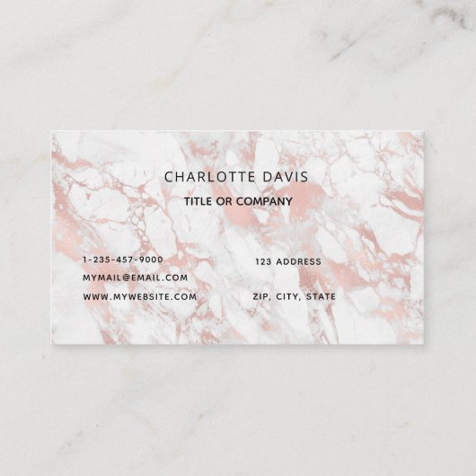 ロゴ白バラ金ゴールド大理石モノグラムのミニマリスト 名刺 (裏面)