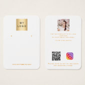 ロゴ白金ゴールドイヤリングジュエリー写真QRディスプレイ (正面&裏面)