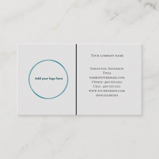 ロゴ白黒グレーミニマルプロフェッショナル コーリングカード (正面)