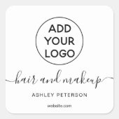 ロゴ白黒シンプルタイポグラフィヘアメイク スクエアシール (正面)