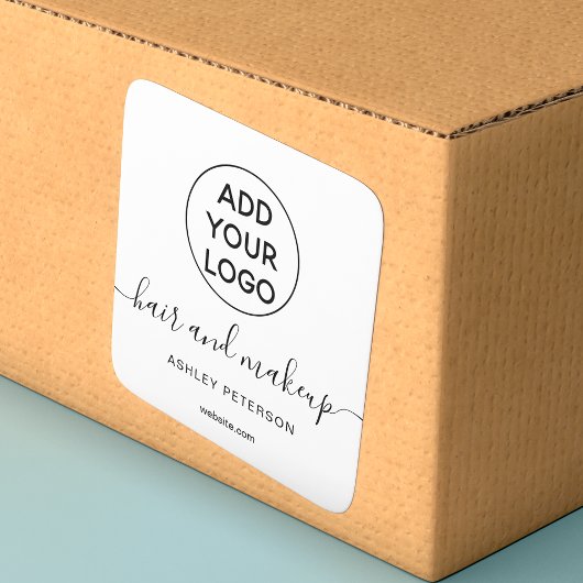 ロゴ白黒シンプルタイポグラフィヘアメイク スクエアシール