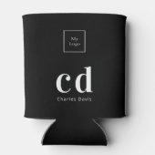 ロゴ白黒ビジネスモノグラム名 缶クーラー (裏面)