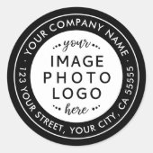 ロゴ白黒ビジネス差出人住所 ラウンドシール (正面)