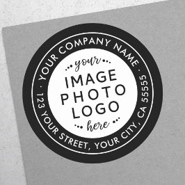 ロゴ白黒ビジネス差出人住所 ラウンドシール