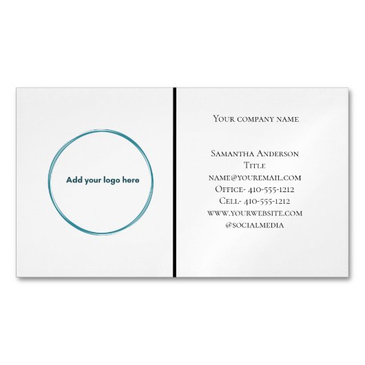 ロゴ白黒ミニマルプロフェッショナル マグネット名刺 (正面)