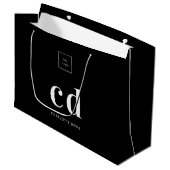 ロゴ白黒モノグラムイニシャルショッピング ラージペーパーバッグ (正面アングル)