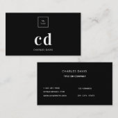 ロゴ白黒モノグラムイニシャルミニマル 名刺 (正面/裏面)