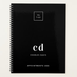 ロゴ白黒モノグラムイニシャル事業2026 プランナー手帳