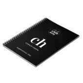 ロゴ白黒モノグラムイニシャル事業 ノートブック (左側)