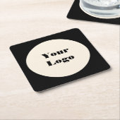 ロゴ白黒円 スクエアペーパーコースター (アングル)