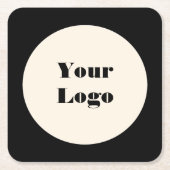 ロゴ白黒円 スクエアペーパーコースター (正面)