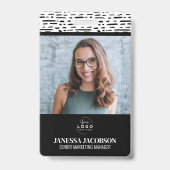 ロゴ白黒従業員事業 バッジ (Front)