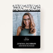 ロゴ白黒従業員事業 バッジ (正面)