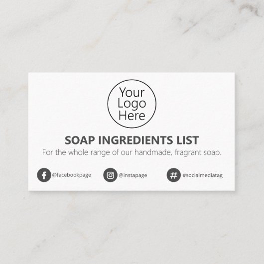 ロゴ石鹸の香りの範囲の材料 名刺 (正面)