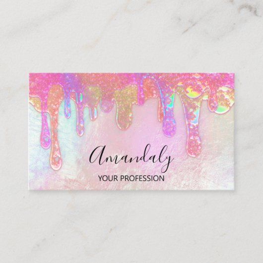 ロゴ石鹸ホログラフドリップ化粧品バラ 名刺 (正面)