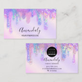 ロゴ石鹸ホログラフドリップ化粧品爪、 ネイル紫 名刺 (正面/裏面)