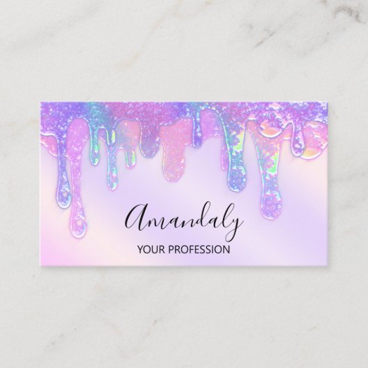 ロゴ石鹸ホログラフドリップ化粧品爪、 ネイル紫 名刺 (正面)