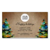 ロゴ素朴の追加カスタム文字クリスマスツリー休日 マグネット名刺 (正面)