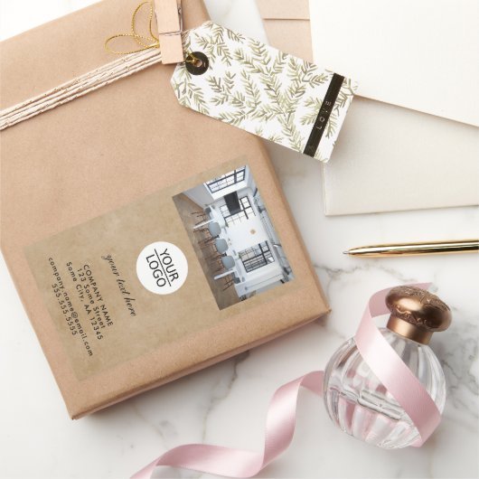 ロゴ素朴の追加カスタム文字フォトプロモーション 長方形シール (ギフト)