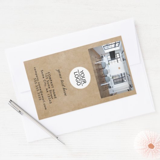 ロゴ素朴の追加カスタム文字フォトプロモーション 長方形シール (封筒)