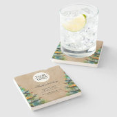 ロゴ素朴の追加文字クリスマスツリープロモーション ストーンコースター (横)